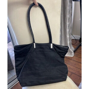 GUCCI Black Nylon Patent Tote Handbag Purse Women Laptop Business Overnight Hobo